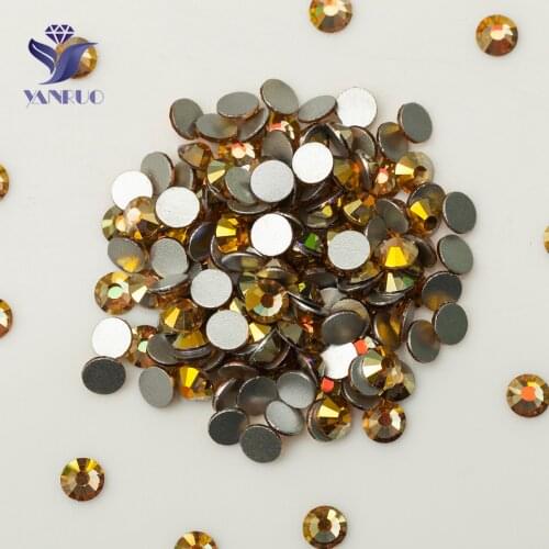 YANRUO 2058NoHF Lt Colorado Topaz AB Non Hot Fix Crystals And Stones Dress Rhinestones Flatback Glass Stones For Clothes