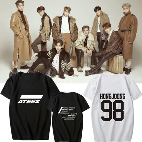 KPOP ATEEZ World Tour Concert Fanclub A TEEnager Z Member Name Print Summer T-Shirt TShirt Tee Tops Unisex Fan Goods Cloth New
