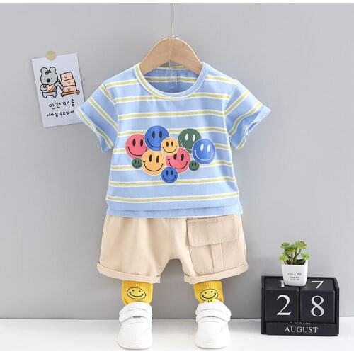 Summer Casual Toddler Baby Boys/Girls Clothes Suit 2020 New Children Striped Top + Shorts 2 Pieces/set Fashion Kids Clothes