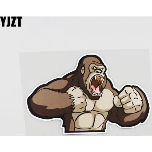 YJZT 16.7CM*10.8CM Cartoon Muscle Interesting Fitness Gorilla Car Sticker 12A-0034