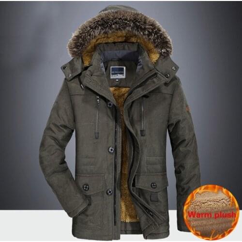 2020 New Winter Jacket Men Thick Casual Mens Fur Collar Windproof Parkas Plus Size 8XL Velvet Warm Coat Men Branded Clothing