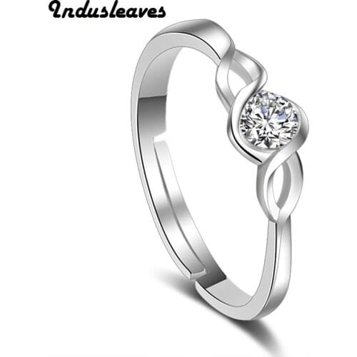 Indusleaves New Korean Silver Ring Love Intertwined Heart Rings Open Female Party Gift