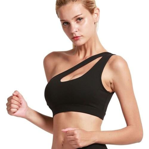 The new non-steel ring sports one-shoulder bra shockproof running sports beautiful back explosive bra sports underwear