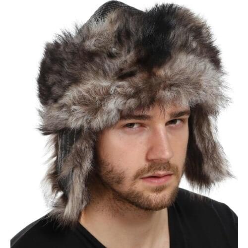 Oğuz Qatan Leather Börk-Wolf hair Pattern Granted Genuine Lambskin Hat