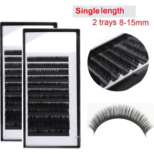 12rows/case 2 pack Eyelash Extension All Size 8-15mm length 0.05/0.07//0.10/0.15/0.20/0.25 False Mink Hair Individual Silk Lash