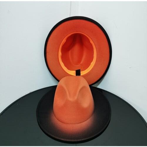 Orange fedora Two toned fedora hat Michael Jackson hat Fedora Hat Big Brim For Men Jazz Hat hat jazz hat church hat