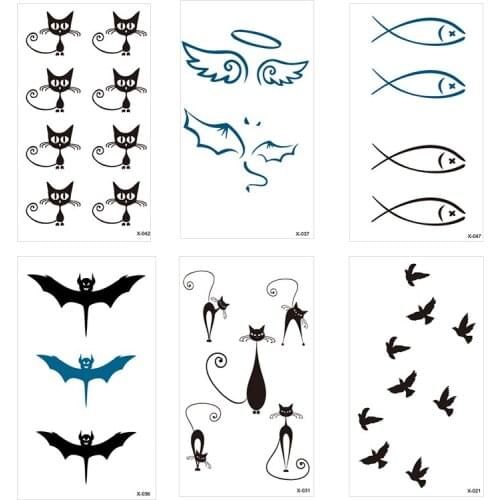 Cute Temporary Tattoo Stickers Animals Demon Line Fake Tattoos Simple Small Size Tattoos Body Art Tattoos for Kids Woman Men