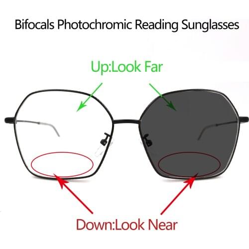 Intelligent Photochromic Bifocals Reading Sunglasses Magnifier For Women Men Look Near Far Presbyopic Glasses Metal Frame N5