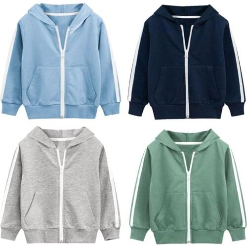 Boys Girls Zipper Sweatshirt 2020 Spring Autumn Cardigan Casual Long Sleeve Baby Hooded Sport Top Jacket Kids Cotton Outerwear