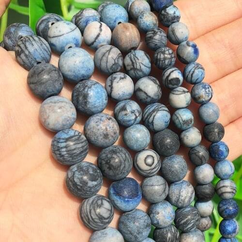 Dark Blue Spider Web Jaspers Round Beads Natural Stone Bead for Jewelry Making 6/8/10mm Spacer Loose Beads Diy Bracelet Necklace