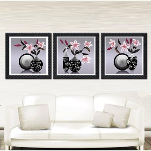 Vase 5D DIY Diamond Painting Cross Stitch Posters Needlework Diamond Embroidery Flower Icons Home Decorative Christmas Gift