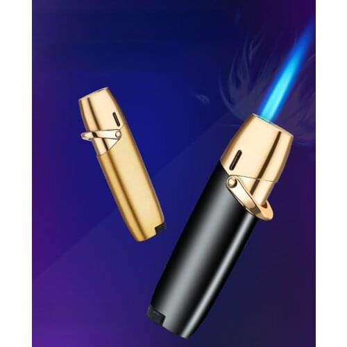 2021 New Mini Portable Ladies Metal Straight Blue Flame Inflatable Lighter Smoking Accessories for Weed Lighter for Smoking Weed