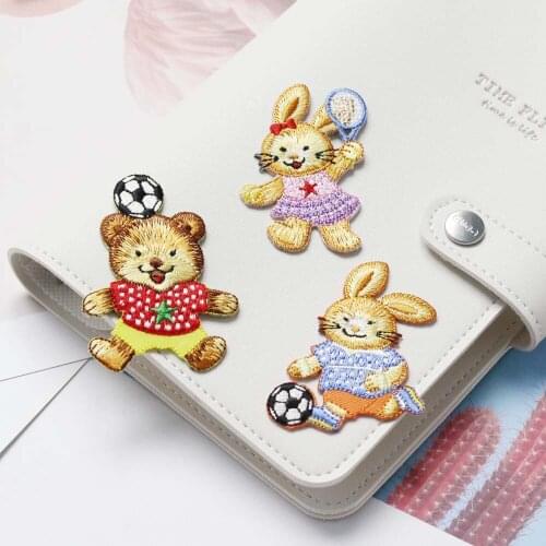 AHYONNIEX 1PC Cute Rabbit Bear Embroideried Patches Cute Iron On Patches For Kids Jacket Jeans Baby Clothes DIY Applique