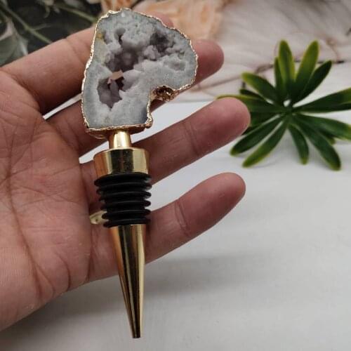 1pcs New Natural White Agates Slice Connectors Irregular Wine Stopper