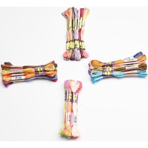 10 Colors per set Variegated 6 strands 8 meters per skein Color Variation Cotton Embroidery Floss Overdyed Cross stitch Thread