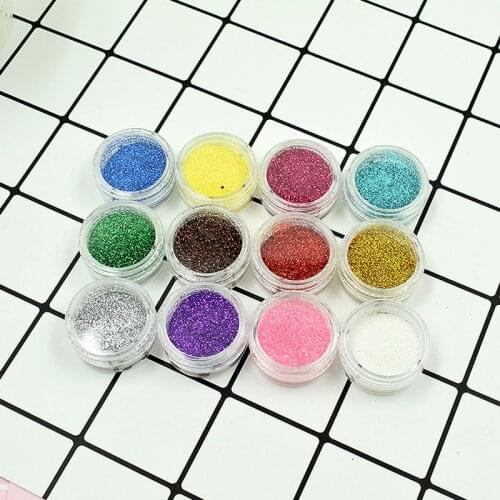 12pcs/set/colors Art Fine Glitter Nail Nail Glitter Powder Dust UV Gel Polish Acrylic Laser Nail Makeup Tools