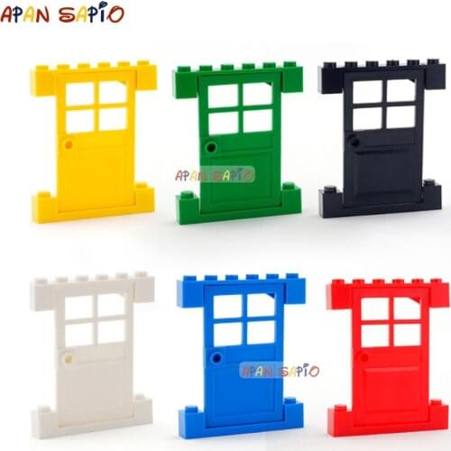 12Suit/lot DIY Building Blocks Door and Window 6Color Special part Bricks Size Compatible With lego kids Toys Educational