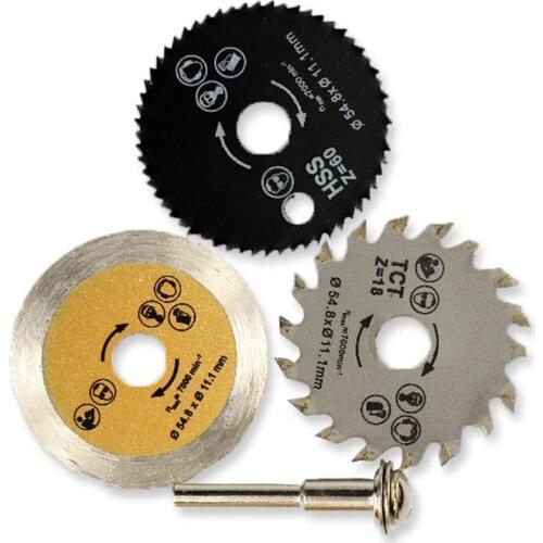 3Pcs Saw Blade Combination Set Out Diameter 54.8 mm Quality Circular Cutting Wood Mini High Woodworking Blade X8D6