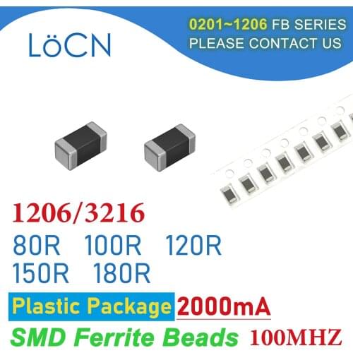 3000PCS 1206/3216 100MHZ 2A Plastic package SMD Ferrite Beads 80R 100R 120R 150R 180R Chip Inductor Multilayer 25% High Quality