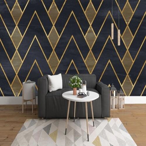 Custom 3D Murals Wallpaper Luxury Golden Geometric Lines Modern Interior Study Room Living Room Sofa TV Backdrop Wall Home Decor