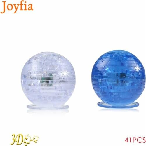 41PCS DIY The Earth 3D Crystal Puzzles Assembly Jigsaw Flashing Light Building Round Ball Model Toys Puzzle Toys For Children