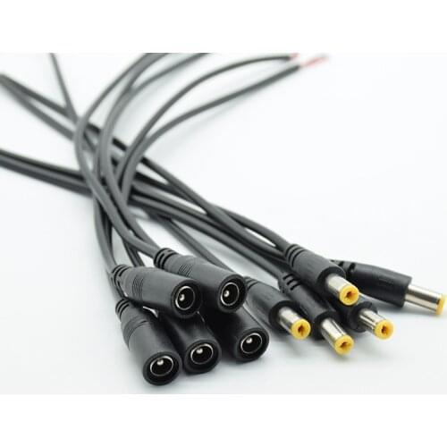 5pcs 5.5*2.1mm 5.5x2.1mm DC Jack Connectors Power Extension Cable 22AWG Female Male DC Plug CCTV Camera 5050 3528 LED Strip