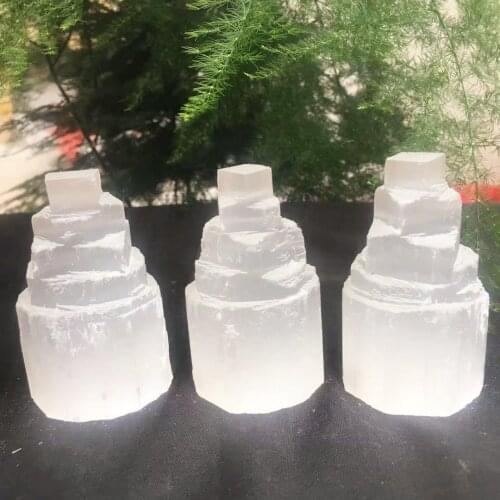 6-7cm Natural Selenite Lamp White Gemstones Ice Berg Hand Carved Lamp Around Crystal Ore Ornaments Craft Reiki