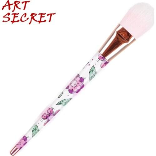 Artsecret Pro Foundation Brush Cosmetic Tool Makeup Brush Soft Duo Fiber Rose Gold Ferrule Plastic Handle with Pattern