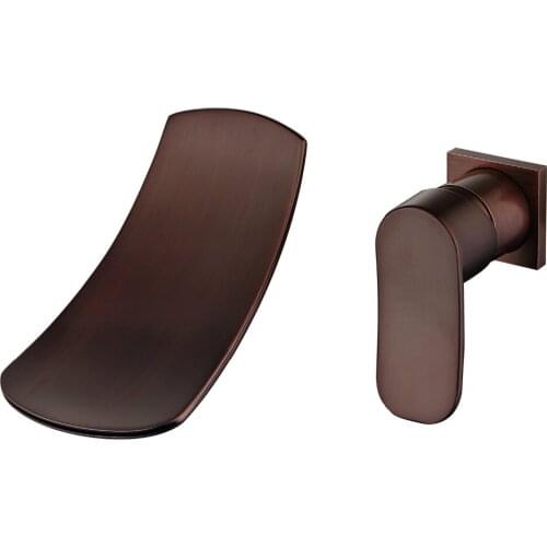 Free ship Antique Style Single Handle Wall Mounted Waterfall Basin Sink Mixer Faucet Oil Rubbed Bronze Finish Hot And Cold Tap