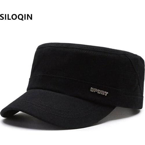 SILOQIN Snapback Cap New Mens Cotton Military Hats Navy Hat Adjustable Size Casual Sports Cap Men Flat Cap Male Bone Tongue Cap