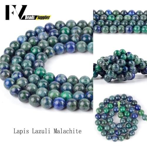 4-12mm Natural Lapis Lazuli Malachite Loose Spacer Round Stone Beads For Jewelry Making DIY Bracelets Necklace Needlework 15"