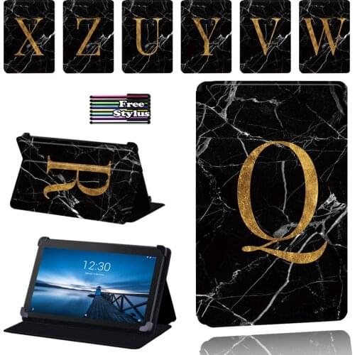Black Marble Pattern Tablet Case for Lenovo Tab E7 / E8 / E10 PU Leather Slim Protective Shell Cover+ Free Stylus