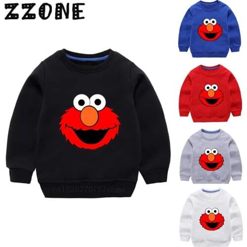 Childrens Hoodies Kids The Sesame Street Elmo Catoon Sweatshirts Baby Cotton Pullover Tops Girls Boys Autumn Clothes,KYT2413