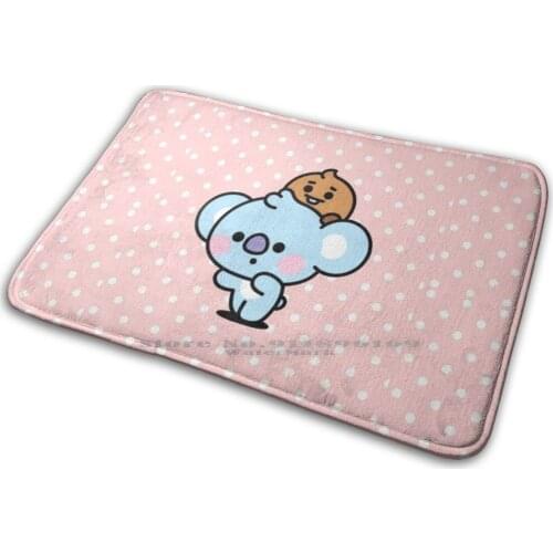 Baby Koya & Shooky Mat Rug Carpet Anti-Slip Bedroom Entrance Door Mat Baby Cute Pastel Adorable Polka Dot Pink Koya Shooky Rj
