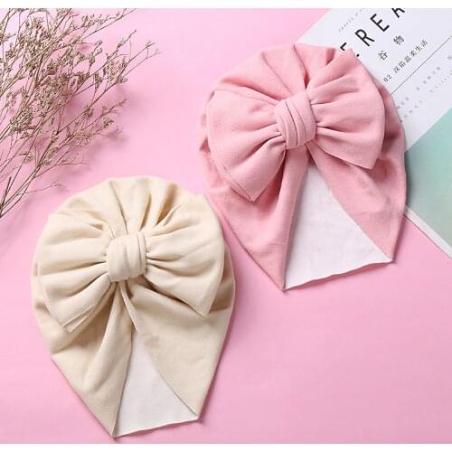 Bow Solid Cotton Baby Hat 3M-5T Turban Infant Toddler Newborn Indian Cap Bonnet Beanies for Mom Baby Girls Boy Hair Accessories