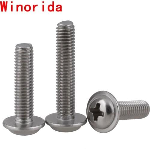 Din967 316 / 304 Stainless Steel Round Head Screw with Pad Screw, Medium Screw, PWM Self Pad Screw M2-m5 50Pcs