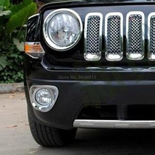 For Jeep Patriot 2011-2015 2016 2017 Chrome Front Fog Light Lamp Foglight Cover Trim Decoration Frame Exterior Car Accessories