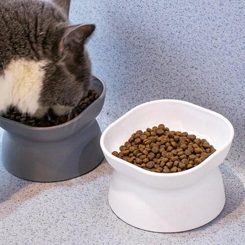 Double-sided Cat Bowl High Foot Dog Bowl 45°Neck Protector Pet Water Bowl Anti-overturning Binaural Pet Feeding Cup Feeder Bowl