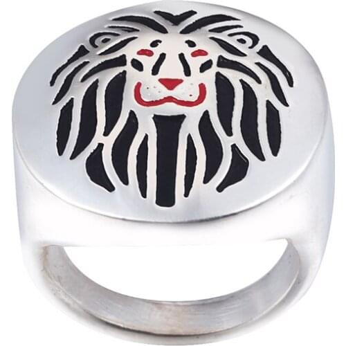 Lion Ring with color selection enamel gift for wildlife Jewelry - wild animal big cat