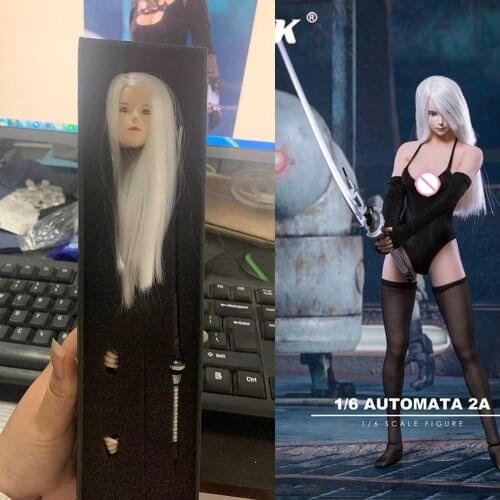 Collectible 1/6 Scale TF02 1/6 NieR:Automata A2 Female Girl Head Carved with Sword Accessory Model for 12 inches Action Figure
