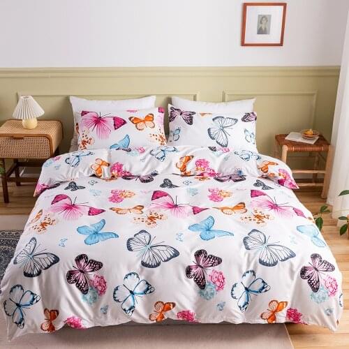 Nordic Butterfly duvet cover set for girl Polyester king size bedding set luxury Home textiles 2/3pcs quilt cover pillowcase