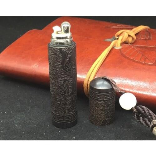 Creative cylindrical woodcarving grinding wheel lighter retro kerosene pendant lighter million matches smoked man gift
