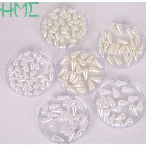 6x10mm 6x14mm 8x14mm Tear Drop Round White Ivoy Pearl Imitation ABS Beads For Jewelry Findings Making Top Sale