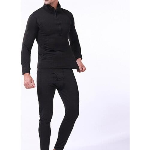 50%HOTMen Winter Long Sleeve Zipper Top Pants Skinny Thermal Underwear Set Warm Outfit