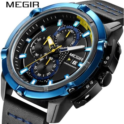 Megir High Quality Chronograph Mens Sport Watch Luxury Brand Waterproof Men Watches Quartz Fashion Wristwatch Dropshipping