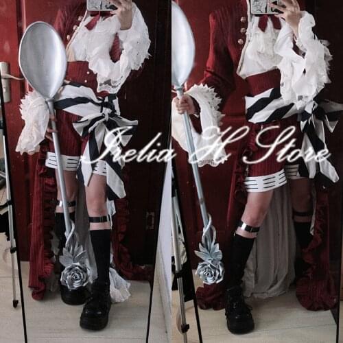 Irelia H Store Black Butler Ciel Phantomhive Cosplay Costume Red dress tea cup illustration Custom made/sizes