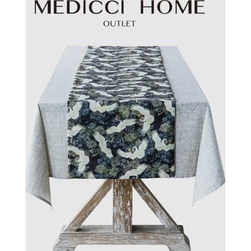 Medicci Home Japanese Style Retro Crane Print Table Runners Chic Decor Dining Banquet Dinner Party Garden Desk Decorating Mat