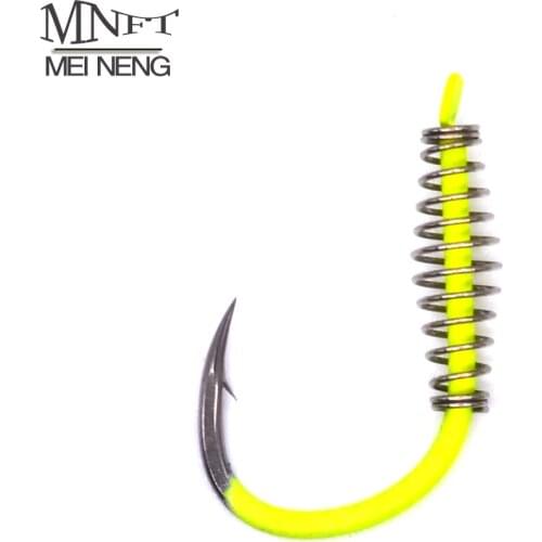 MNFT 40Pcs Fluorescent Yellow & Steel Color Fishing Spring Hook Barbed Swivel Circle Carp Hook 3#-12# Single Circle Fishinhook
