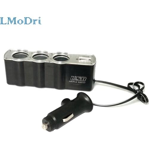LMoDri Unusual Car Cigarette Lighter Power Spliter Sockets USB DC Charger Adapter 12V 3 Way