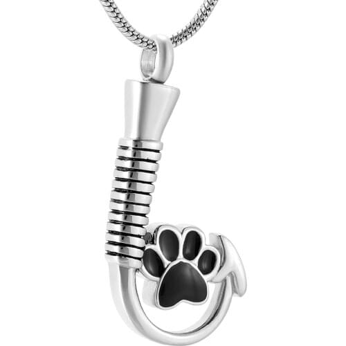 Memorial Jewelry Fishhook Paws Chamrs Dog Cat Urn Stainless Steel Cremation Necklace wih Filling Kit